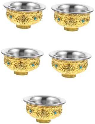 Ciieeo 5 Pièces Tasse D'eau Saint Plaque Décorative Bol Coupe D'autel Coupe D'offrande Pour Bouddha Rituel Païen Feng Bouddhiste Sacrifier Accessoire Pot Décoration D'époque Shui Alliage