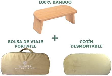Tortuga - Banc de méditation - 100% Bambou Biologique - 46x18x15cm - Crème - Pack Complet: Sac de Transport, Coussin Confortable - Tabouret de méditation Ergonomique Pliable - Améliore la Posture - Image 6