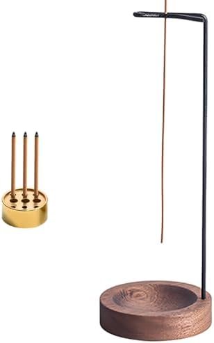 Porte encens 2 en 1, porte-encens Rond en Bois Avec Bobine à Cône, Porte-Encens à 9 trousses Brûleur d'Ences pour les pauses de Travail, pour le décor de Bureau à domicile, yoga, méditation