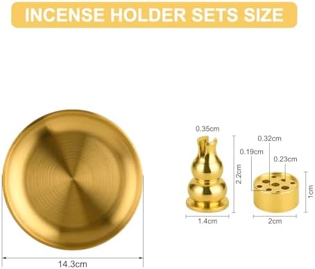 SLKIJDHFB Porte-encens 3 en 1, brûleur d'encens en Laiton avec récupérateur de Cendres en Alliage de 14 cm, idéal pour la Salle de Yoga, la Salle de méditation et Le Salon - Image 3