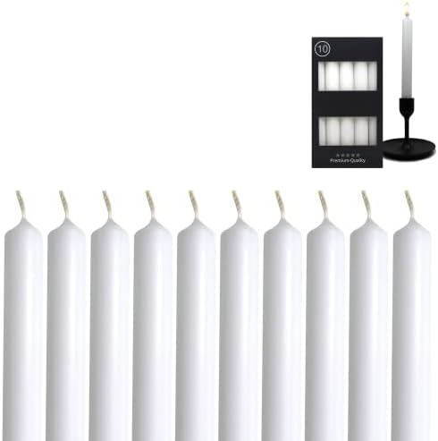V Candelo Set de 10 bougies de table - Bougie blanche - 18,5 cm 7,5 heures de durée de combustion - Bougies coniques pour chandeliers et lustres - Bougies chandeliers bougies en bâton - Image 4