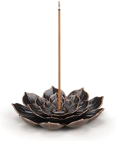 SLKIJDHFB Porte-Encens de Lotus en Laiton Brûleur d'Encens en Bâton Porte-Brûleur d'Encens à Cône avec Capteur de Cendres