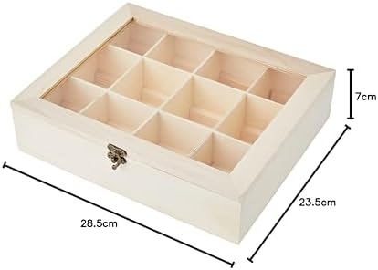Rayher 6241500 Boite à Thé en Bois à 12 Compartiments - Boite de Rangement pour Vos Condiments, Sachets de Thé, épices, café en dosettes - Boite à Bois à Décorer Idéale pour Toute Décoration Créative - Image 5