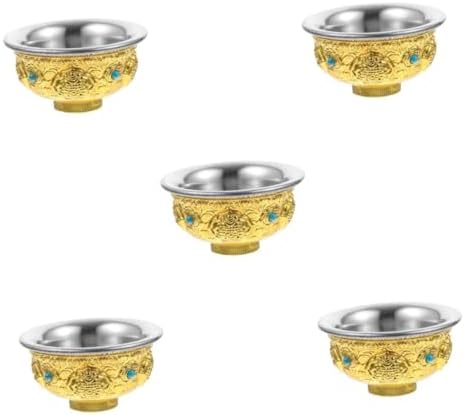 Ciieeo 5 Pièces Tasse D'eau Saint Plaque Décorative Bol Coupe D'autel Coupe D'offrande Pour Bouddha Rituel Païen Feng Bouddhiste Sacrifier Accessoire Pot Décoration D'époque Shui Alliage - Image 9