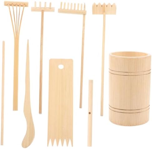 POPETPOP 1 Jeu Ensemble d'outils Zen Ornements de Jardin Shinto kit Jardin Zen Jardin Zen Cercueil Méditation Accessoires Décoration Jardin Zen Outil de râteau Artisanat de râteau en Bois