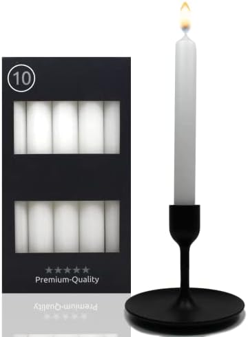 V Candelo Set de 10 bougies de table - Bougie blanche - 18,5 cm 7,5 heures de durée de combustion - Bougies coniques pour chandeliers et lustres - Bougies chandeliers bougies en bâton