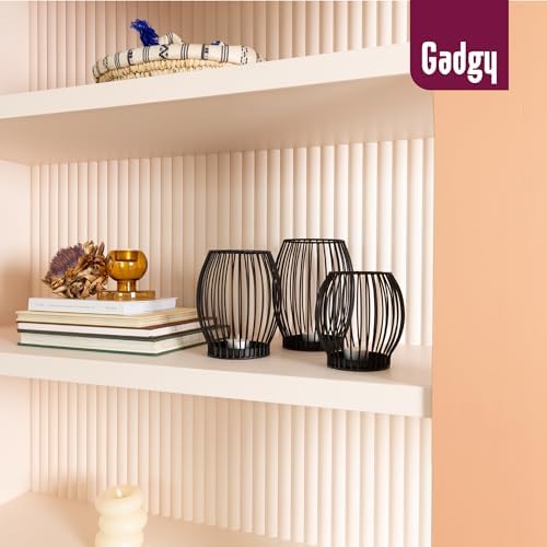 Porte-Bougie Gadgy Noir - Grand photophore pour Bougies - Porte-Bougie Noir - Lanterne de décoration pour Salon - Décoration de Bougies en métal - Lanterne Noire - 20 x 23 cm - Image 8