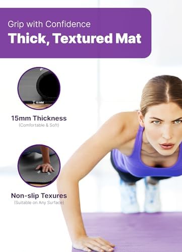 Romix Tapis Yoga, 15 mm Epais Haute Denté Antidérapant écologique Gymnastique Yoga Mat, Premium Léger Non Toxique Sol Tapis De exercice pour gym Fitness Méditation Pilates Sport Camping Voyage - Image 3