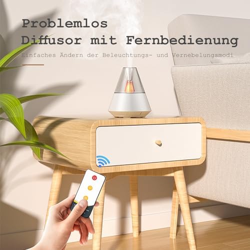 MARZIUS Diffuseur d'arômes d'huiles essentielles, humidificateur portable avec brume froide et effet de lumière chaude, télécommande, capacité de 150 ml, pour chambre à coucher, bureau, salon, yoga - Image 4