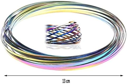 Anneaux de Flux,Jouets d'Anneaux d'Écoulement 3D,Anneau d'Écoulement de Bras à Ressorts Magique Arc-en-Ciel de Haute qualité,Jouet à Ressort cinétique à Ressort Multi Sensoriel en Acier Inoxydable - Image 2
