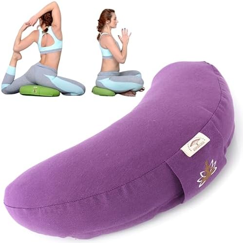 sei Design Coussin de Yoga, de méditation, en Demi-Lune, avec Rembourrage en cosses de Sarrasin, Grand Coussin de Sol, Coussin de méditation, 46 x 25 x 10 cm, Violet