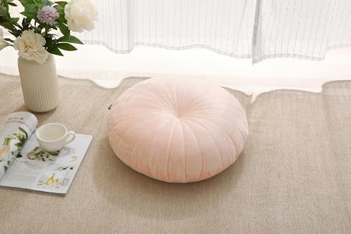 MolynnChic Floor Pillow Coussin de méditation rond et grand coussin de sol, en velours épais, pour yoga, salon, balcon, extérieur, tatami, 40 cm, rose