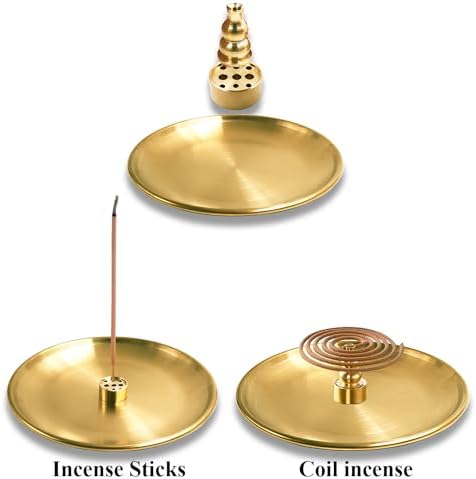 SLKIJDHFB Porte-encens 3 en 1, brûleur d'encens en Laiton avec récupérateur de Cendres en Alliage de 14 cm, idéal pour la Salle de Yoga, la Salle de méditation et Le Salon - Image 4