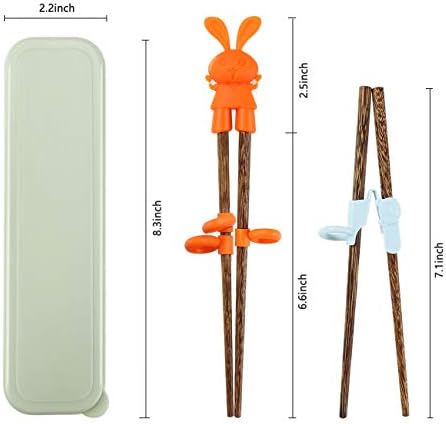 Totken 2 paires de baguettes d'apprentissage en bois pour enfants/débutants gauchers ou droitiers - avec boîte portable - Image 3