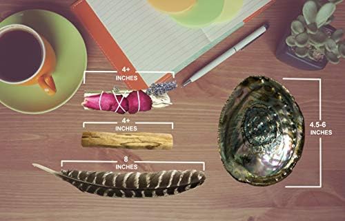 Tomoko Kit de Sauge Blanche Avec 3 Sauges Blanches Avec Rose et Lavande, 2 Palo Santo, Coquille d'Ormeau, Trépied en Bois et Plume. Guérison, purifiant, médiant, Encens et netoyage - Image 4