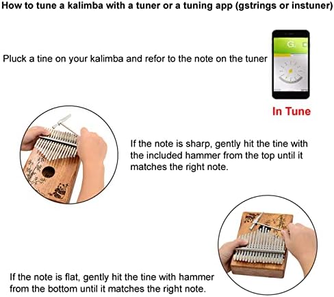 Rayzm Kalimba/Piano à Pouce/Piano tactile avec Accessoires, Instrument Portable Marimba à 17 Touches pour Amateurs de Musique/Débutants (Acajou Massif) - Image 3