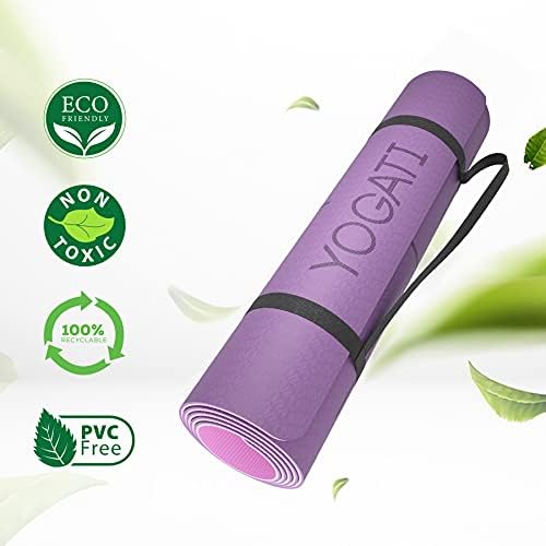 YOGATI - Tapis Yoga Antidérapant et Epais. Tapis de Yoga avec des repères d'alignement du Corps. Tapis de Sport pour Adultes et Enfants. Tapis de Gym idéal pour Pilates et Fitness. Tapis de yoga - Image 5