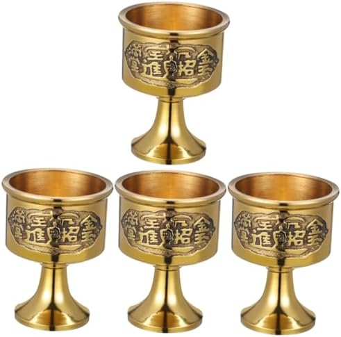 Amosfun 4 Pièces verre de vin tasses gobelets verres à vin sans pied tiges lunette vintage verre shooter verre shot mug the coupe sacrée décoratif accessoire de maison laiton Doré