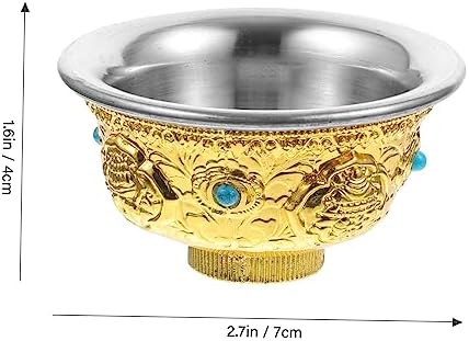 Ciieeo 5 Pièces Tasse D'eau Saint Plaque Décorative Bol Coupe D'autel Coupe D'offrande Pour Bouddha Rituel Païen Feng Bouddhiste Sacrifier Accessoire Pot Décoration D'époque Shui Alliage - Image 5