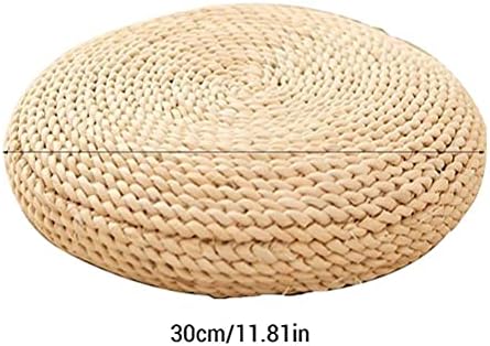 Yusat Coussin rond en paille, tapis de sol Tatami rond épais, pour la maison, le fitness, le yoga, la méditation, tapis de sol rembourré en soie, tapis de yoga, kaki 40 x 40 cm - Image 2