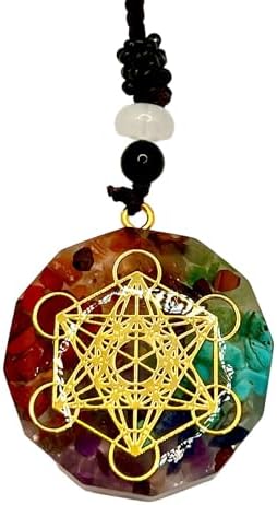 7 chakras Collier Orgonite Yoga Méditation Pendentif Cube de Métatron Géométrie Sacrée Talisman de la Richesse Amulette Mystique Porte-bonheur Potentissimo Accessoire Auto Idée Cadeau Homme Femme - Image 5