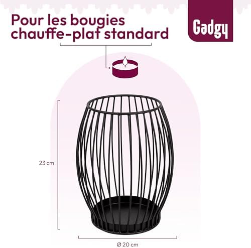 Porte-Bougie Gadgy Noir - Grand photophore pour Bougies - Porte-Bougie Noir - Lanterne de décoration pour Salon - Décoration de Bougies en métal - Lanterne Noire - 20 x 23 cm - Image 6