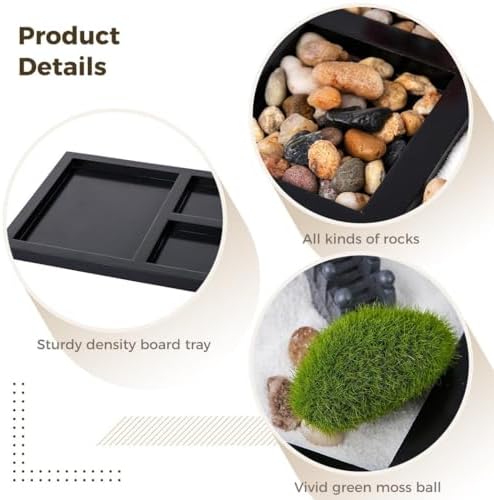 Bosreroy Kit de Jardin Zen - Mini décoration de méditation authentique pour Bureau, Cadeau de relaxation Avec Outils en Bambou, Accessoires Zen pour la Maison et le Bureau - Image 4