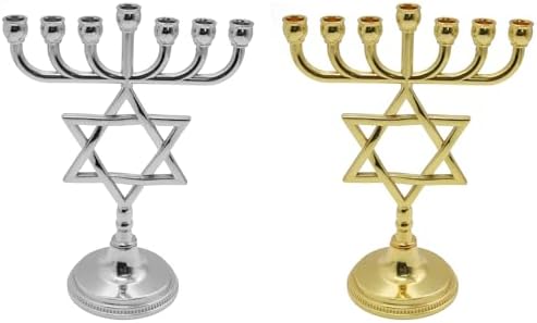 BELOWSYALER Lustre Hanoukka en métal avec 7 branches en forme d'étoile - Image 7