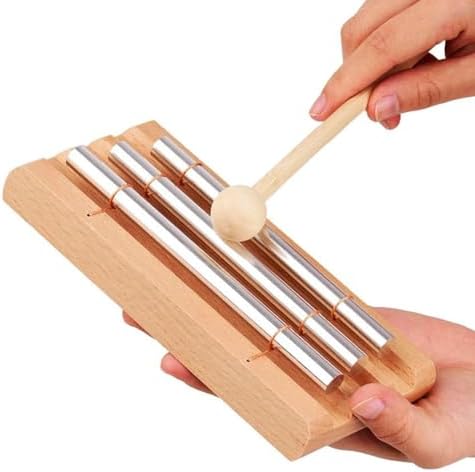 Newwyt Carillon de méditation Trios de Pleine Conscience Cloches à Main avec maillet, 3 Tons Instrument de Percussion Professeur Prière Yoga Musique Cadeau - Image 2