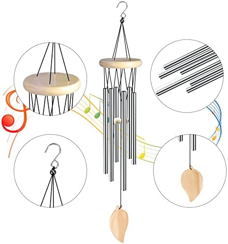 Pinsheng Carillon à Vent, Carillons éoliens Extérieur Intérieur avec 6 Tubes en Aluminium, Carillons de Vent Décoratifs en Métal pour Jardin Maison Patio Balcon (Argent) - Image 3