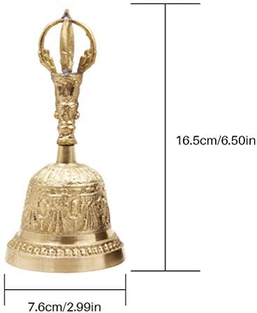 Lseqow Cloche tibétaine faite à la main - Cloche bouddhiste pour le thé - Alarme de méditation - Cloche tibétaine - Cloche bouddhiste Dorje Vajra - Image 2