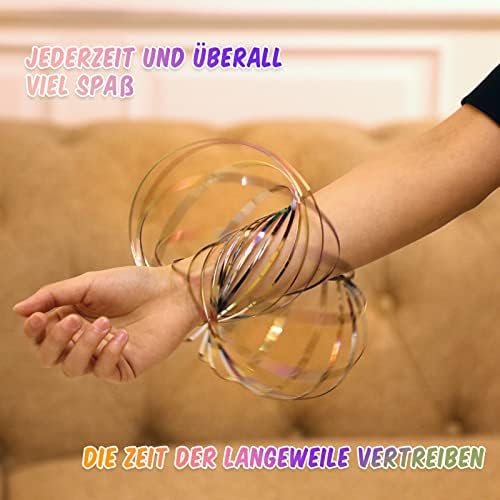 BBTO 2 Jouets Anti-Stress Interactifs Multi-Sensoriels Anneaux de Flux Magique à Ressorts 3D Bracelet Magique en Acier Inoxydable Anneaux Cinétiques Éducatifs avec Sac en Velours (Dégradé Métallique) - Image 7