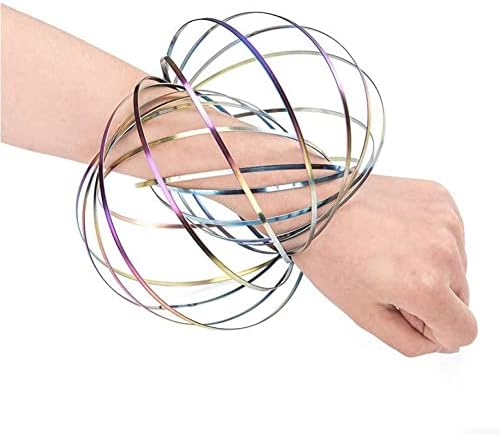 Anneaux de Flux,Jouets d'Anneaux d'Écoulement 3D,Anneau d'Écoulement de Bras à Ressorts Magique Arc-en-Ciel de Haute qualité,Jouet à Ressort cinétique à Ressort Multi Sensoriel en Acier Inoxydable - Image 5