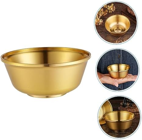 CRAFTHROU Tasse Sainte De Table Coupe Sacrée Tasse De Bouddhisme De Bureau Bol Tasse De Bouddhisme Résistante à L'usure Photophore Votif Bol D'autel Coupe D'offrande Cuivre Golden - Image 4