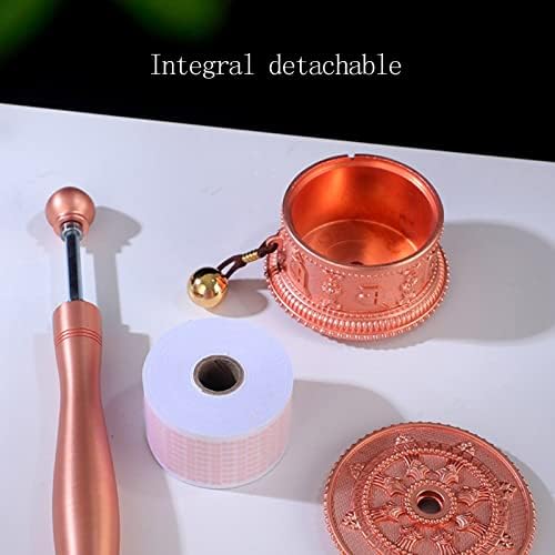 XINCXIN Roue de prière portative, Roue de prière tibétaine, Roue de prière portative, Roue de prière tibétaine, Roue de cuivre fabriquée à la Main tibétaine, Mantra décoratif d'autel - Image 2