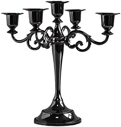 Queta Chandelier Bougeoir en Métal Style d'Europeen Chandelier de Mariage CandéLabre pour Noël Cadeau d'Aniversare Décor à la Maison (Noir)