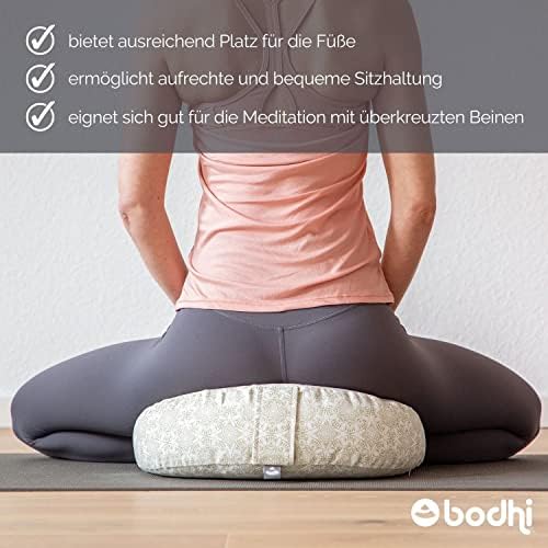 Bodhi Yogi Collection Maharaja Coussin de Méditation en Forme de Croissant de Lune, Garni de Cosses de Sarrasin, AVEC Housse AMOVIBLE EN COTON, HOUSSE À MOTIF - Image 4