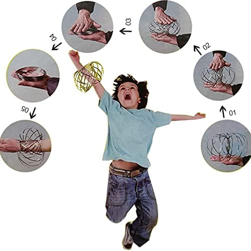 Anneaux de Flux,Jouets d'Anneaux d'Écoulement 3D,Anneau d'Écoulement de Bras à Ressorts Magique Arc-en-Ciel de Haute qualité,Jouet à Ressort cinétique à Ressort Multi Sensoriel en Acier Inoxydable - Image 4