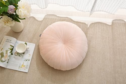 MolynnChic Floor Pillow Coussin de méditation rond et grand coussin de sol, en velours épais, pour yoga, salon, balcon, extérieur, tatami, 40 cm, rose - Image 6