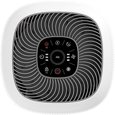 Amazon Basics - Purificateur d'Air, Couvre 48 m², filtre True Hepa, Élimine 99,97% des allergènes (Poussière, Fumee, Pollen), Capteur Intelligent de la Qualité de L'Air, Prize Europeenne, Blanc, Blanc - Image 3