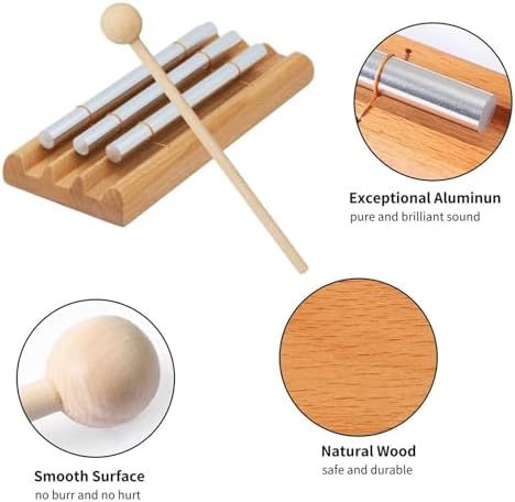 Newwyt Carillon de méditation Trios de Pleine Conscience Cloches à Main avec maillet, 3 Tons Instrument de Percussion Professeur Prière Yoga Musique Cadeau - Image 7