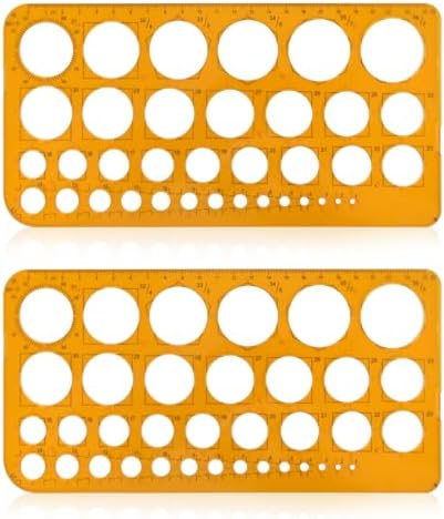 2 Pièces Pochoir Cercle, 36 Cercles, Modèle de Cercle, Gabarit Cercle Dessin, Traceur de Cercle, Règle à Cercle, Modèle de Mesure en Plastique, pour Bureaux, Construction, École (Orange)
