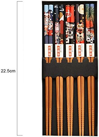Baguettes Japonaises 5 Paires Baguette Sushi Baguettes en Bois 23cm Baguette Traditionnelle et Elégante pour Cuisine Maison Hôtel Restaurant (C) - Image 3