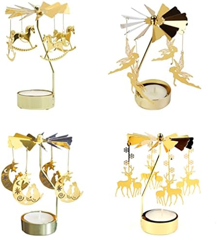 Carrousel Bougies Photophore Bougeoir Tournant Bougeoirs Chat sur Lune Rotatif Photophore Bougeoir pour Noël Décoration De Mariage - Image 3