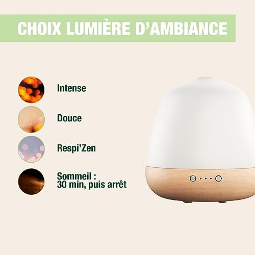 PRANAROM - Diffuseur CERA Huiles Essentielles Ultrasoniques - Bois Céramique - Diffusion Atmosphérique - Lumière d'ambiance – Idéal Relaxation Méditation - Réservoir 180ml - Image 4