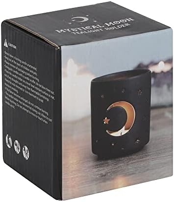 Petit photophore élégant en céramique Noire avec découpe Lune Mystique – 7 cm x 6 cm (1 pièce) – Design accrocheur, matériau Robuste – Idéal pour Votre Maison et Votre Bureau - Image 3