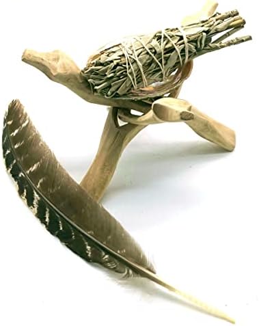 CRIGEMA - Kit Smudge Set – Sauge blanche et coquillage d'Abalone, avec trépied en bois de couleur naturelle et plume de taloche - Image 2