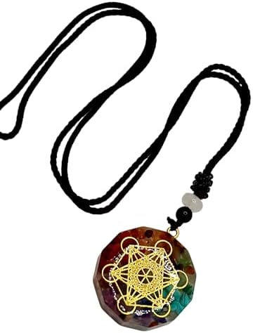 7 chakras Collier Orgonite Yoga Méditation Pendentif Cube de Métatron Géométrie Sacrée Talisman de la Richesse Amulette Mystique Porte-bonheur Potentissimo Accessoire Auto Idée Cadeau Homme Femme - Image 3