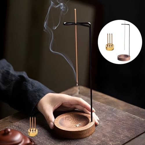 Porte encens 2 en 1, porte-encens Rond en Bois Avec Bobine à Cône, Porte-Encens à 9 trousses Brûleur d'Ences pour les pauses de Travail, pour le décor de Bureau à domicile, yoga, méditation - Image 6