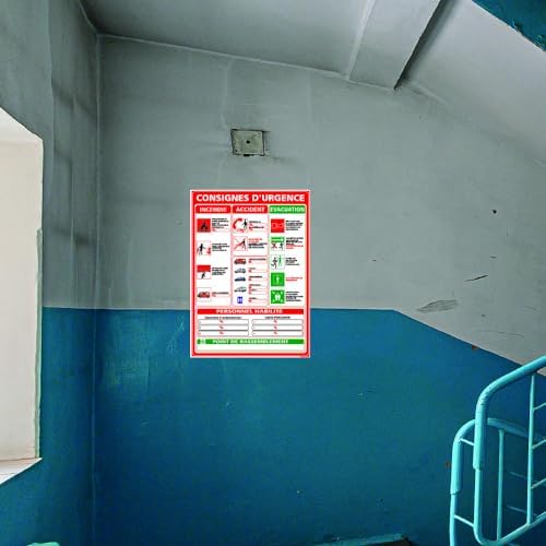 Panneau Consignes Générales en Cas d'Urgence - Protection anti-UV - Dimensions 210x300 mm - Plastique rigide PVC 1,5 mm - Image 2
